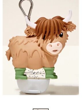 New Bath and body works Highland Cow Keychain Hand Sanitizer Holder